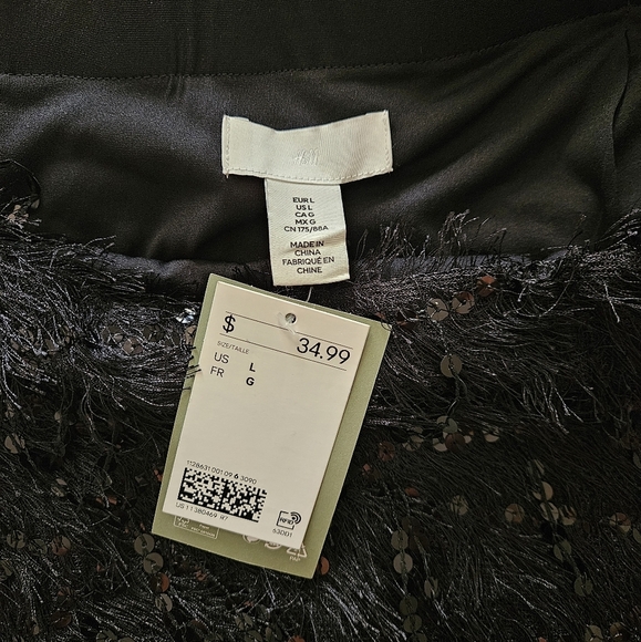 H&M Sequined Set Black Skirt and Crop Top Size Medium/ Large - Picture 7 of 11